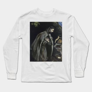 St Francis in Prayer before the Crucifix by El Greco Long Sleeve T-Shirt